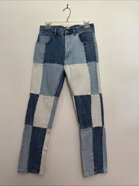 PacSun 100% Cotton Patchwork Skinny Straight Leg Jeans